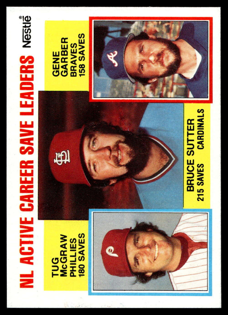 1984 Topps Nestle #709 Bruce Sutter/Tug McGraw/Gene Garber Near Mint+  ID: 524733