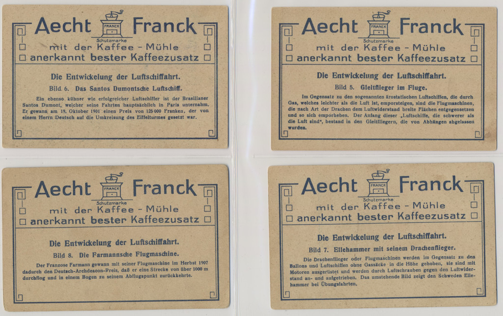 circ. 1900's German  Aecht Franck Coffee  The Development of Airship Travel  Set of 12  #*sku37653