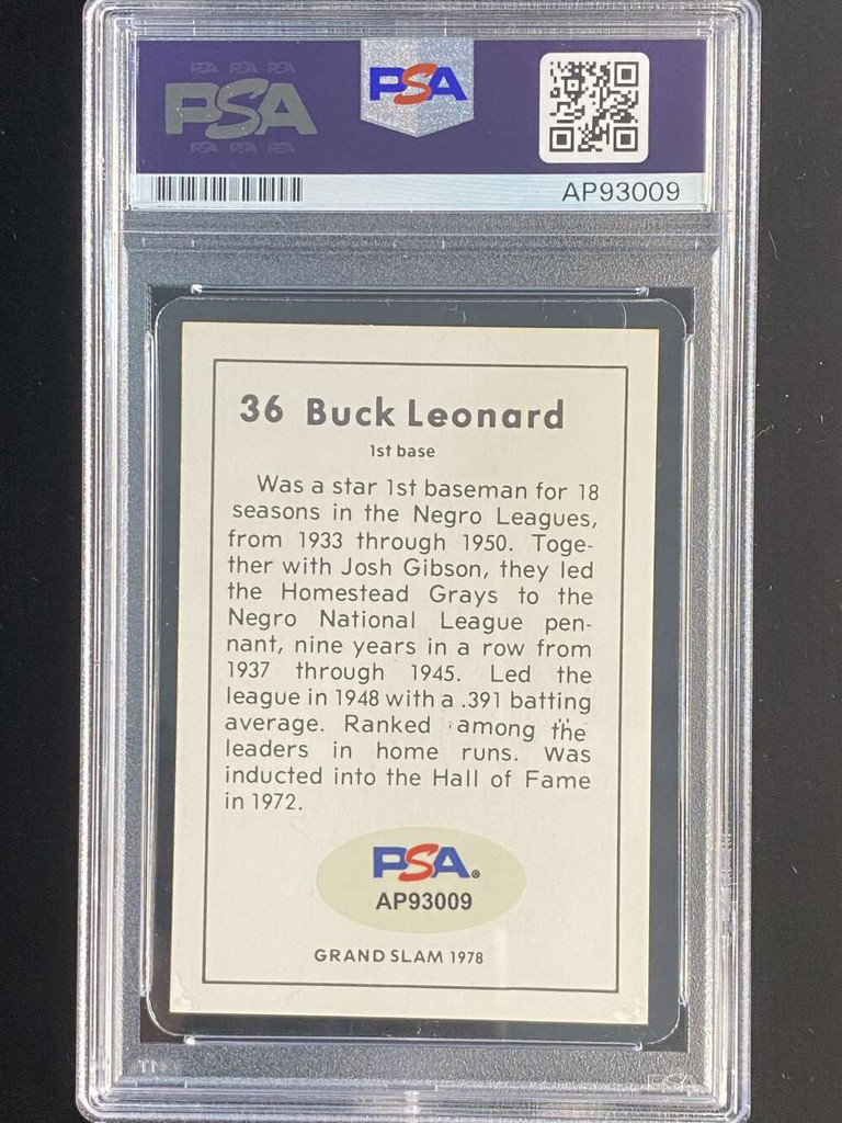 1978 Grand Slam #36 Buck Leonard Grays PSA Authenticated Signed