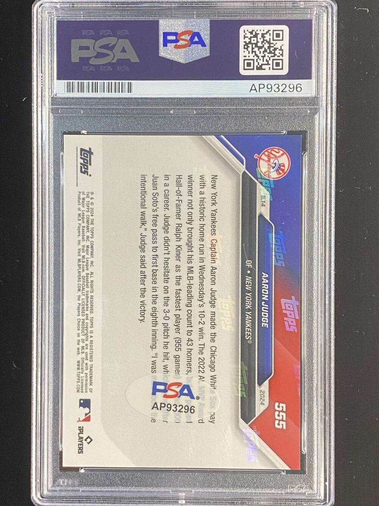2024 Topps Now #555 Aaron Judge Yankees PSA Authenticated Signed