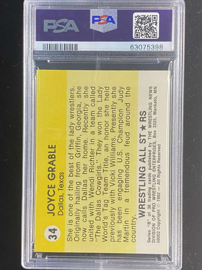 1982 Wrestling All Stars Series B #34 Joyce Grable PSA 8 NM-Mint
