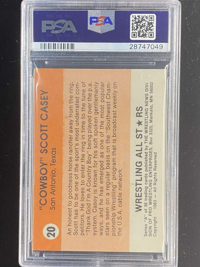 1983 Wrestling All Stars #20 Scott Casey PSA 9 Mint