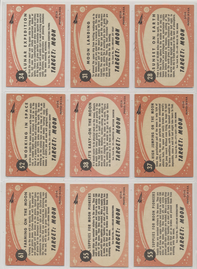 1958 Topps Target Moon Salmon/Pink Backs 12/44 and 2 duplicates  #*sku37663