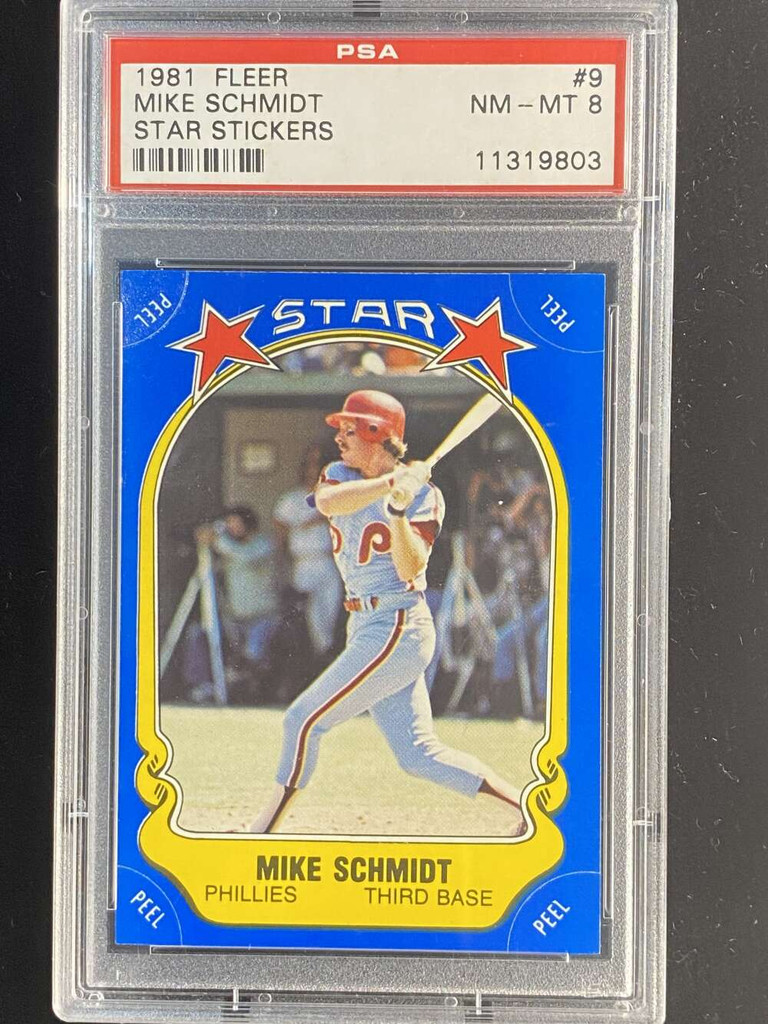 1981 Fleer Star Stickers #9 Mike Schmidt Phillies PSA 8 NM-Mint