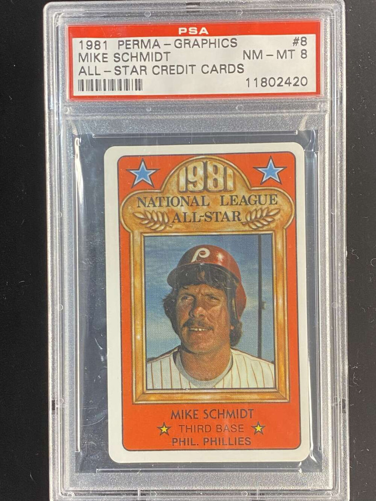 1981 Perma-Graphics #8 Mike Schmidt Phillies PSA 8 NM-Mint All Star Credit Cards