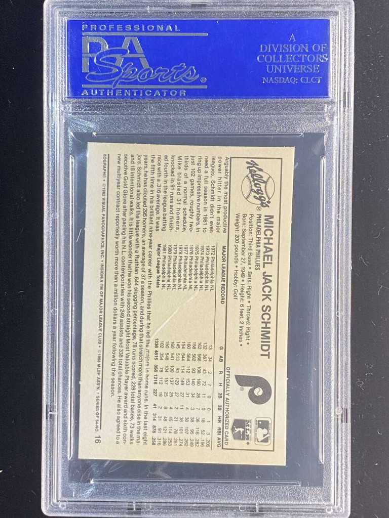 1982 Kellogg's #16 Mike Schmidt Phillies PSA 9 Mint