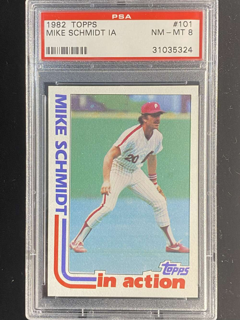 1982 Topps #101 Mike Schmidt Phillies PSA 8 NM-Mint In Action