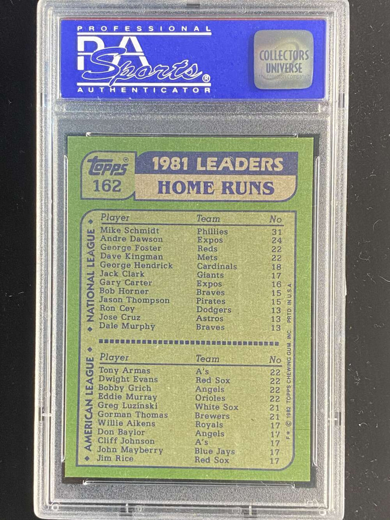 1982 Topps #162 Mike Schmidt Phillies PSA 8 NM-Mint Home Run Leaders