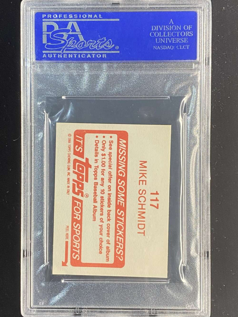 1984 Topps Stickers #117 Mike Schmidt Phillies PSA 8 NM-Mint
