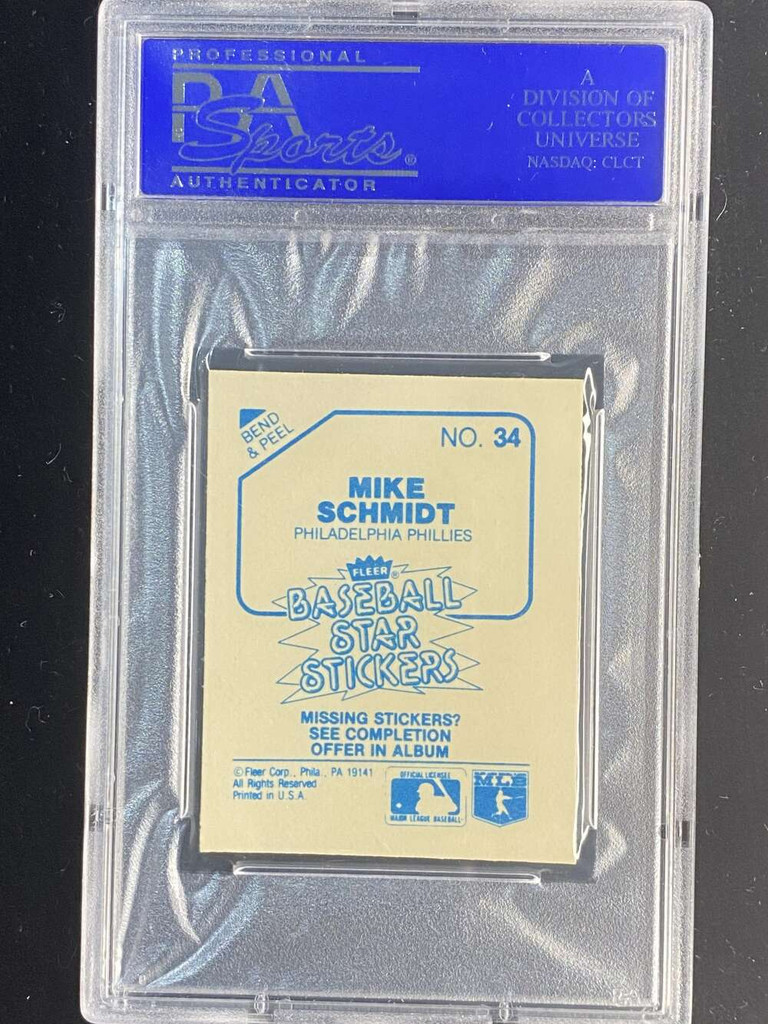 1985 Fleer Star Stickers #34 Mike Schmidt Phillies PSA 8 NM-Mint