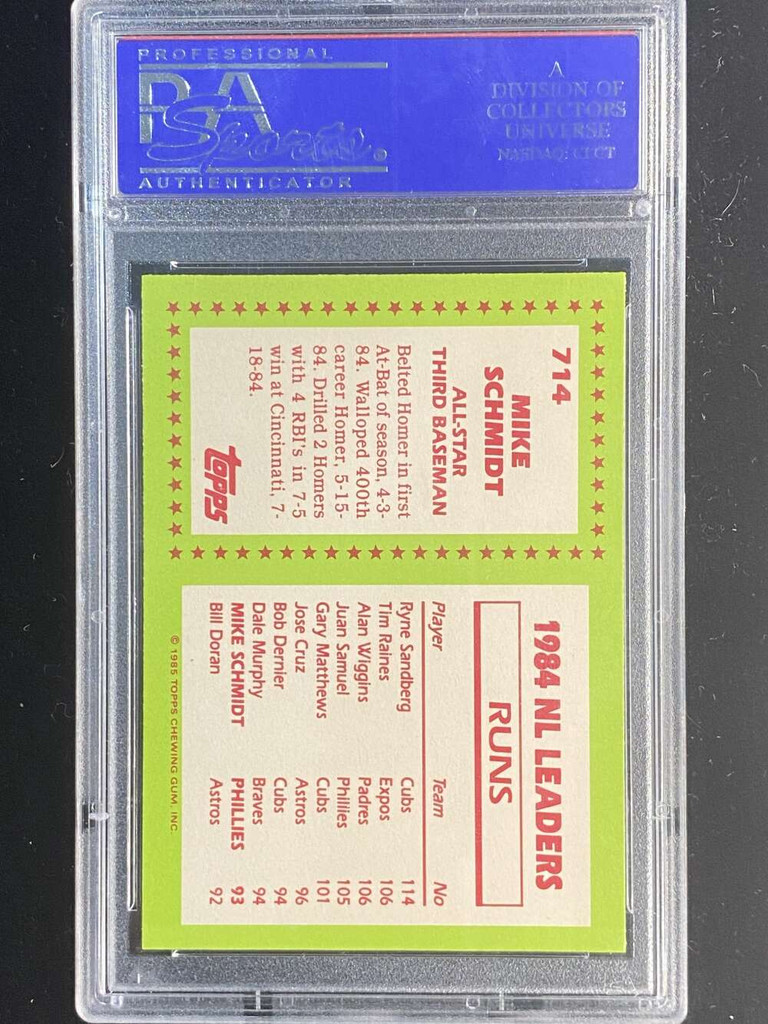 1985 Topps Tiffany #714 Mike Schmidt Phillies PSA 8 NM-Mint ID: 525042