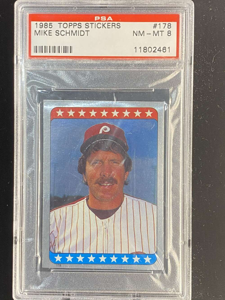 1985 Topps Stickers #178 Mike Schmidt Phillies PSA 8 NM-Mint