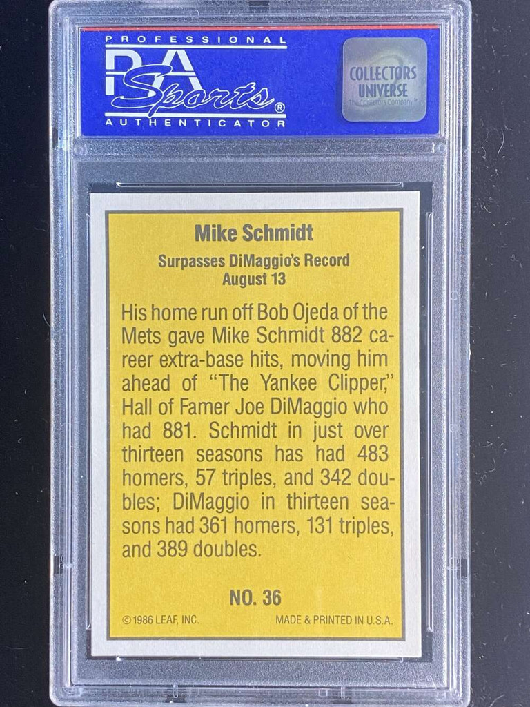 1986 Donruss highlights #36 Mike Schmidt Phillies PSA 9 Mint