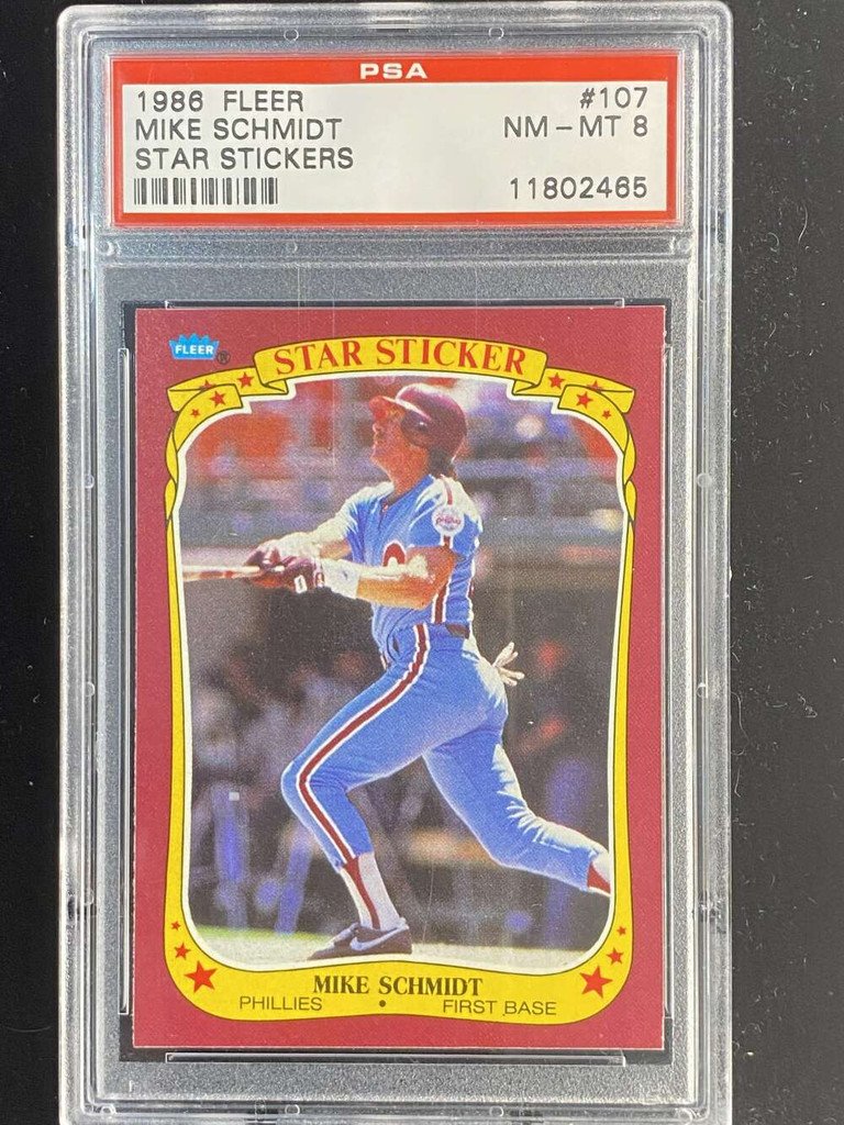 1986 Fleer Star Stickers #107 Mike Schmidt Phillies PSA 8 NM-Mint