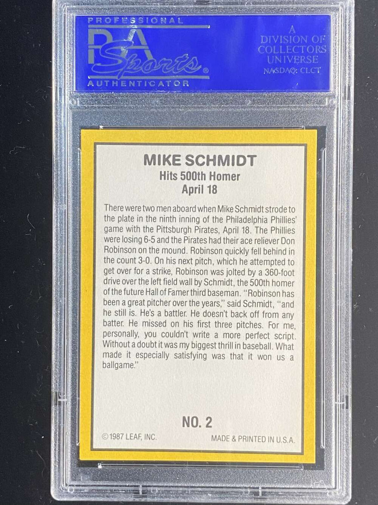1987 Donruss Highlights #2 Mike Schmidt Phillies PSA 9 Mint