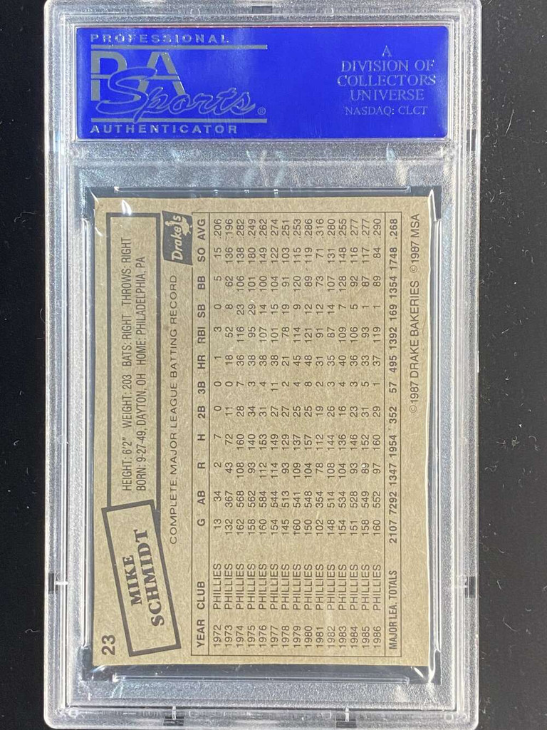 1987 Drake's Hand Cut #23 Mike Schmidt Phillies PSA Authentic