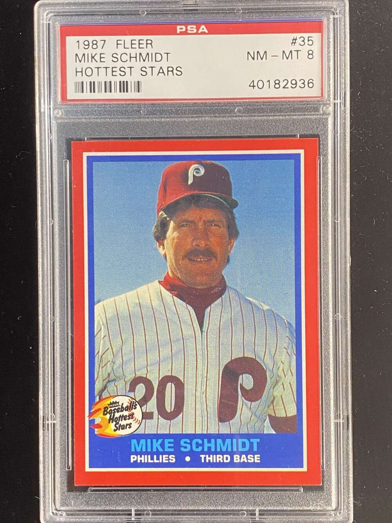 1987 Fleer Baseball's Hottest Stars #35 Mike Schmidt Phillies PSA 8 NM-Mint
