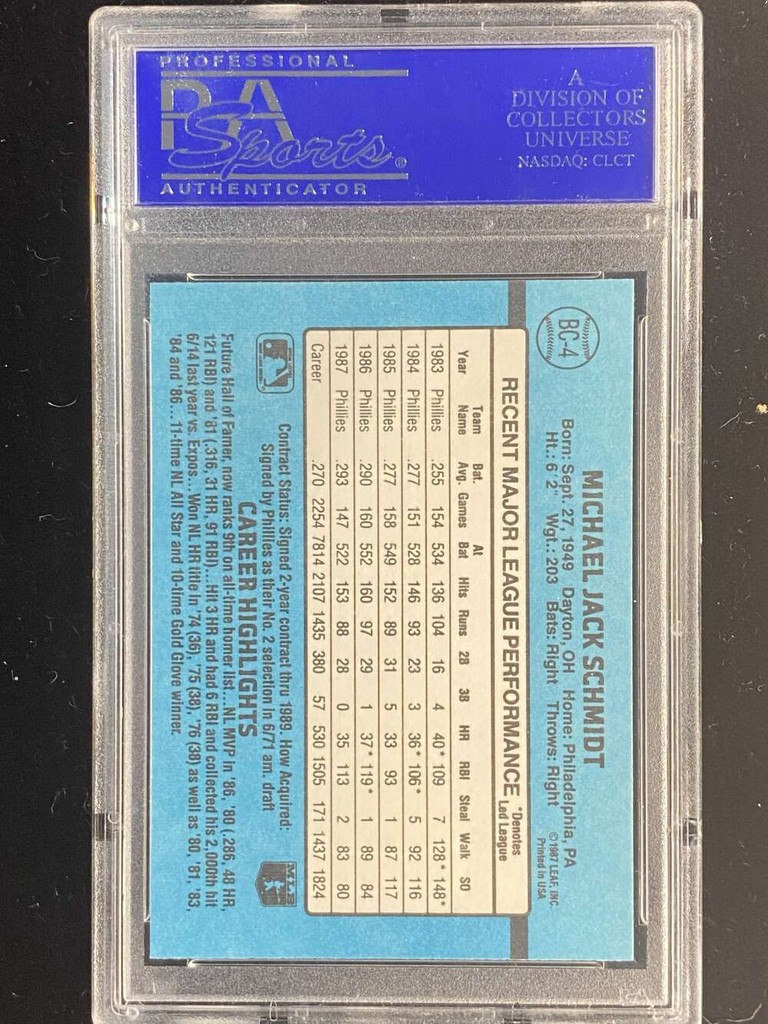 1988 Donruss MVP #BC-4 Mike Schmidt Phillies PSA 8 NM-Mint ID: 525098