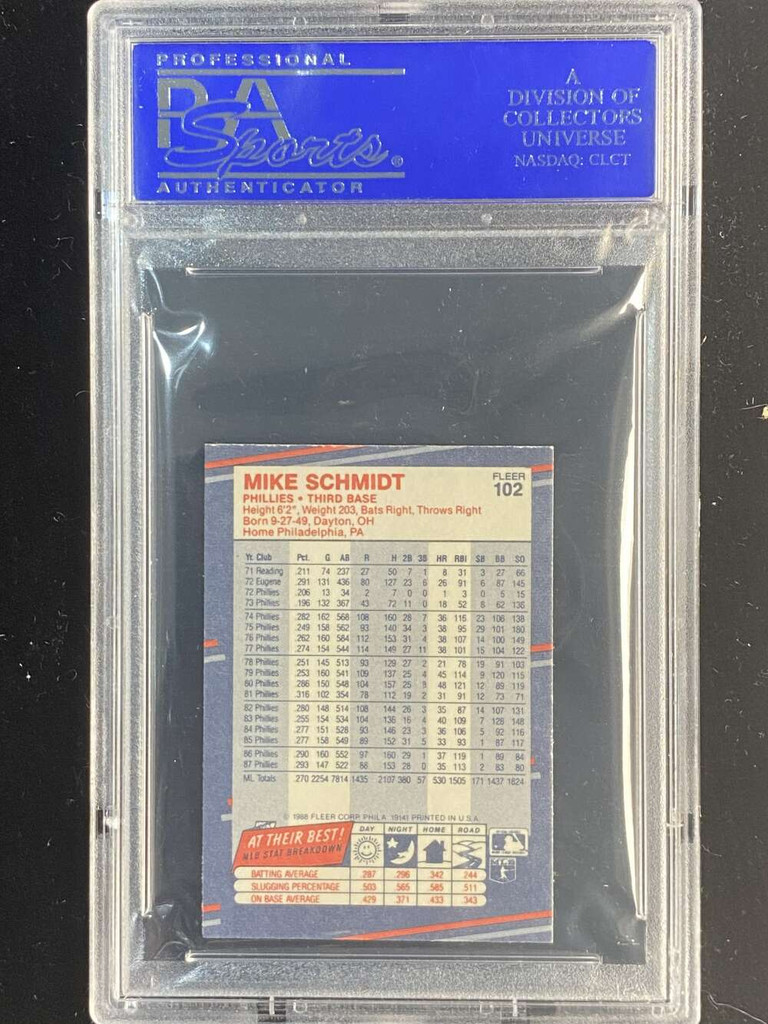 1988 Fleer Mini #102 Mike Schmidt Phillies PSA 8 NM-Mint