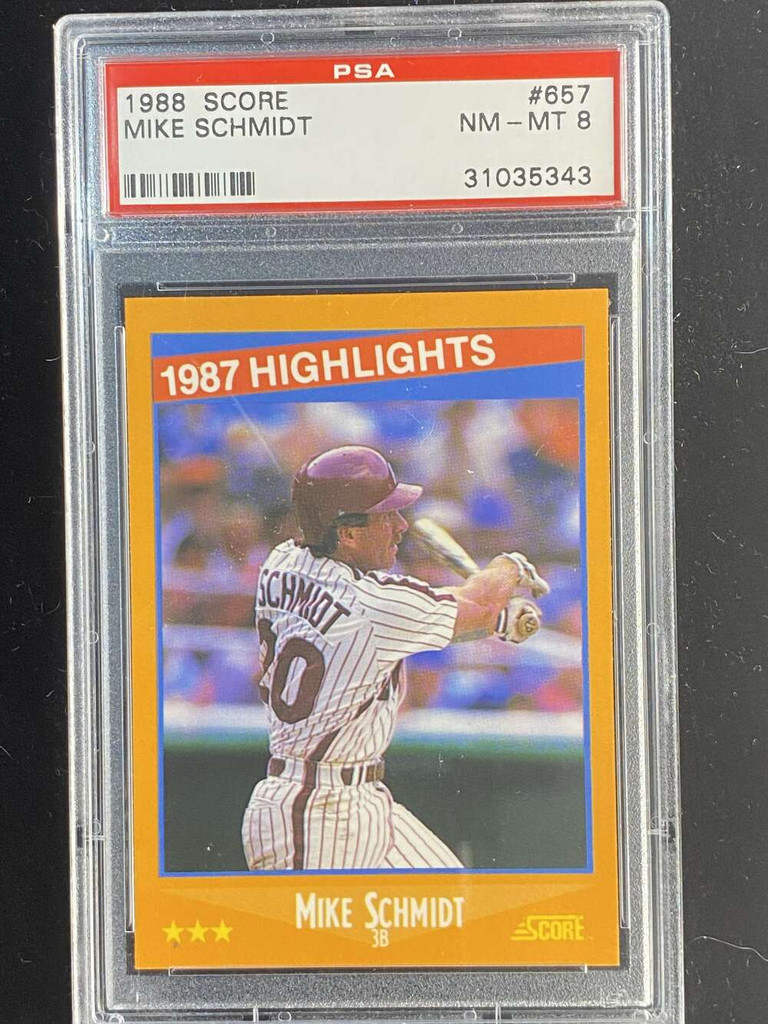 1988 Score #657 Mike Schmidt Phillies PSA 8 NM-Mint