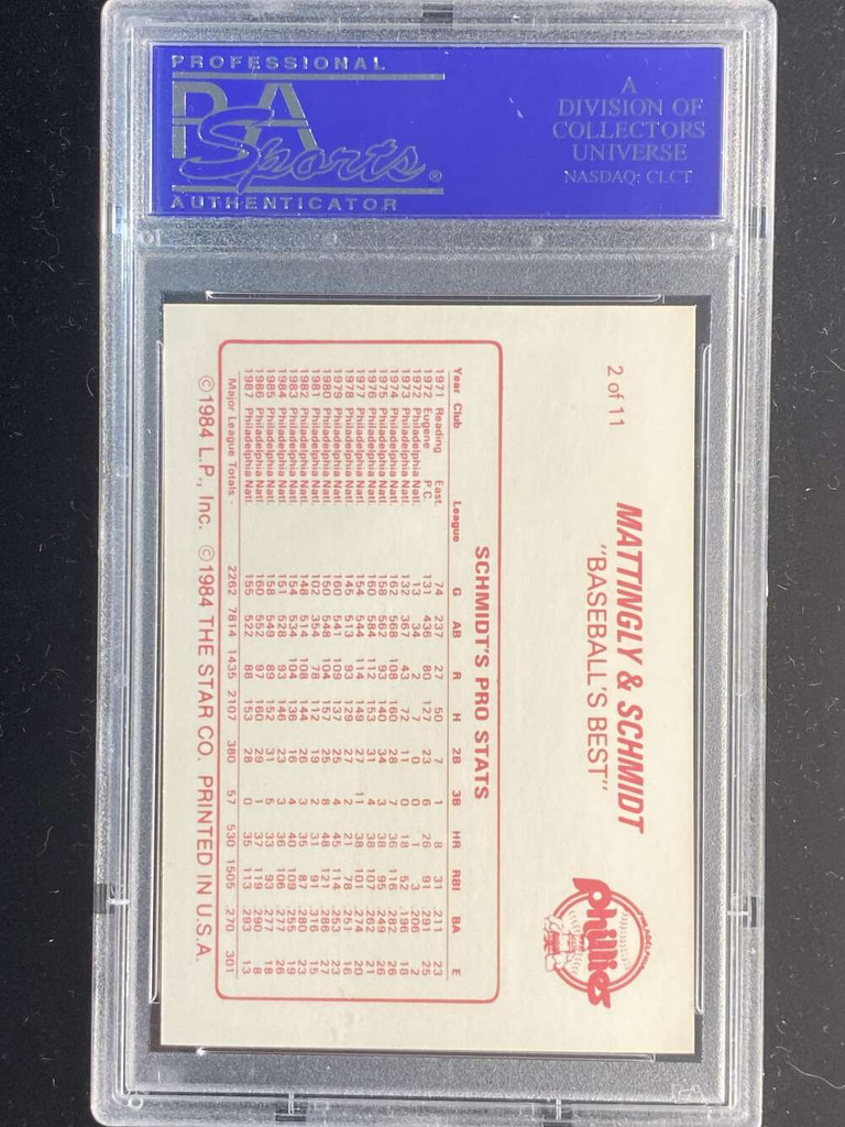 1988 Star #2 Mike Schmidt Phillies PSA 8 NM-Mint Schmidt's Pro Stats
