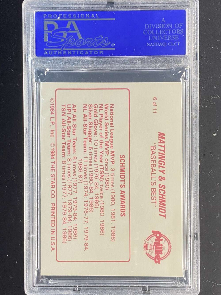 1988 Star #6 Mike Schmidt Phillies PSA 7 Near Mint Schmidt's Awards