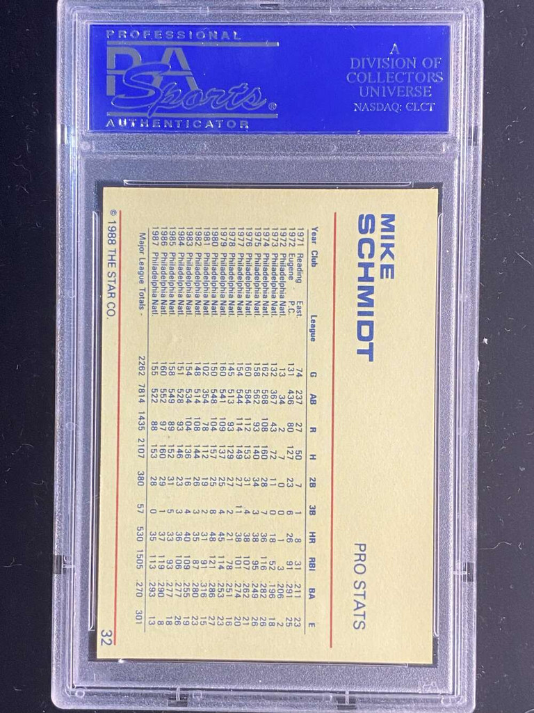 1988 Star #32 Mike Schmidt Phillies PSA 8 NM-Mint Pro Stats