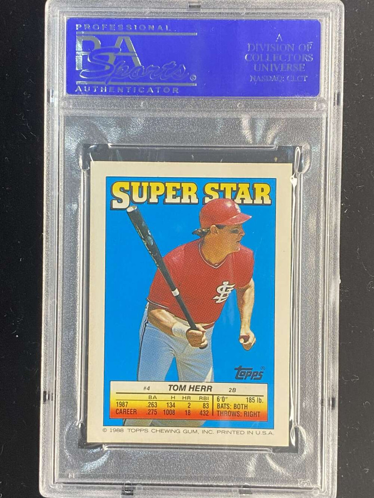 1988 Topps Stickercard #4 Mike Schmidt Phillies PSA 8 NM-Mint Tom Herr