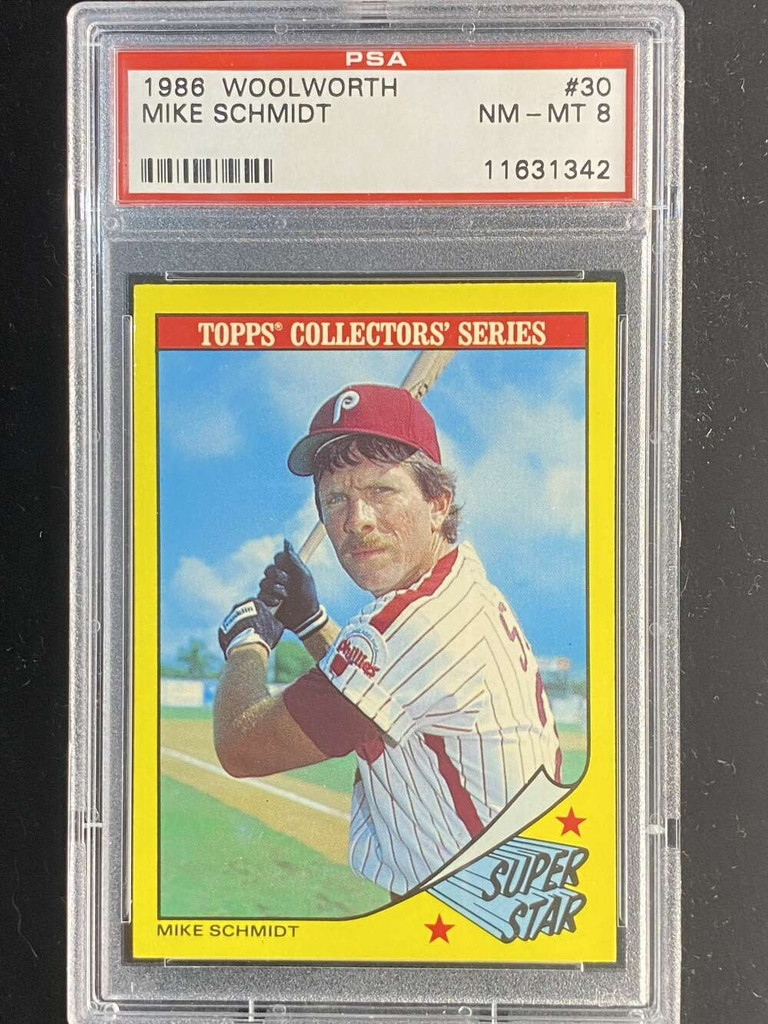 1986 Woolworth #30 Mike Schmidt Phillies PSA 8 NM-Mint