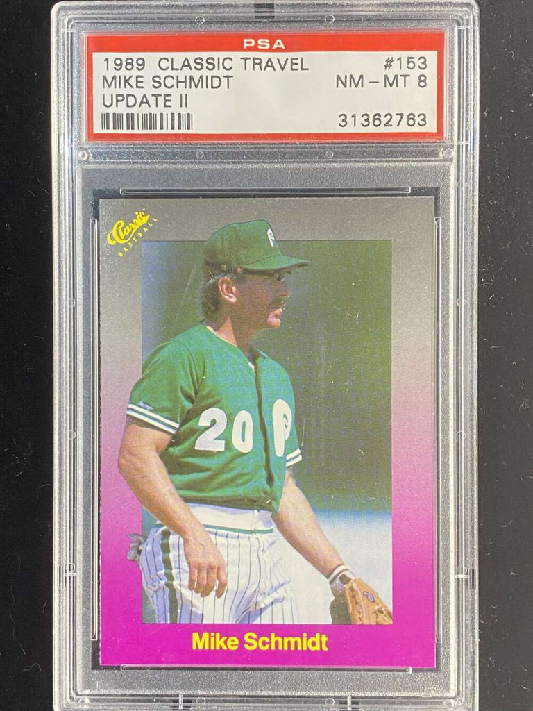 1989 Classic Travel #153 Mike Schmidt Phillies PSA 8 NM-Mint Update 2 ID: 525158