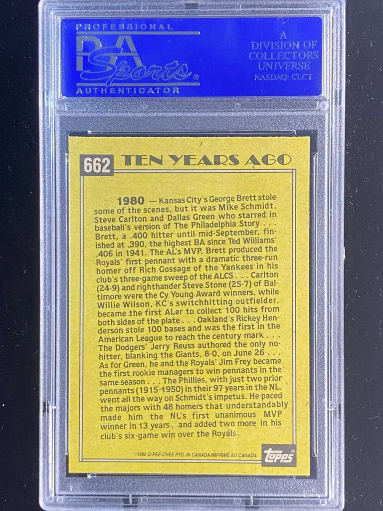 1990 OPC #662 Mike Schmidt Phillies PSA 8 NM-Mint O-Pee-Chee