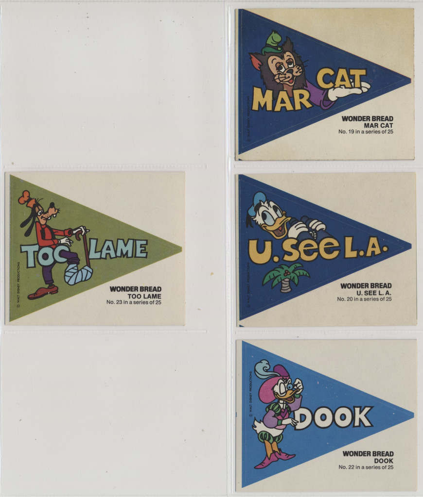 1976 Disney Crazy College Pennants Stickers from Wonder Bread  Lot of 22/25  #*sku37693