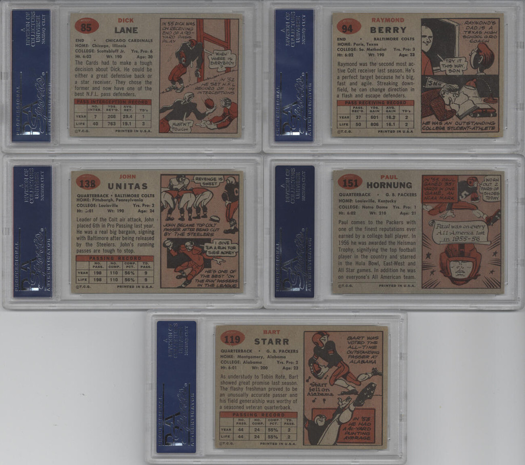 1957 Topps Football Set (143/154) ALL PSA 5 EX Graded Starr Unitas Hornung RC