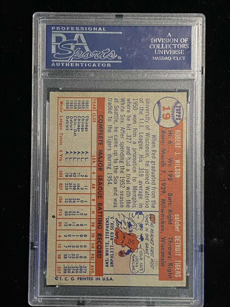 1957 Topps #19 Bob Wilson Tigers PSA 7st Near Mint