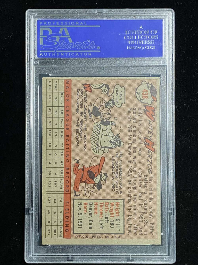 1958 Topps #438 Whitey Herzog Senators PSA 7 Near Mint