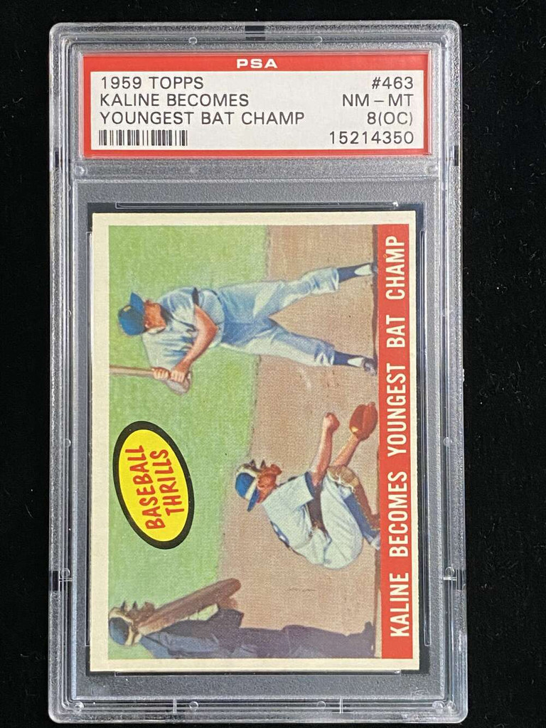 1959 Topps #463 Al Kaline Tigers PSA 8oc NM-Mint Becomes Youngest Bat Champ