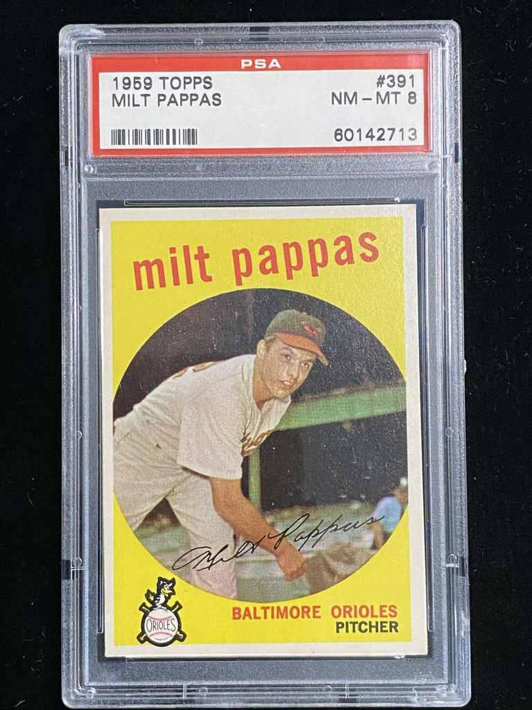 1959 Topps #391 Milt Pappas Orioles PSA 8 NM-Mint