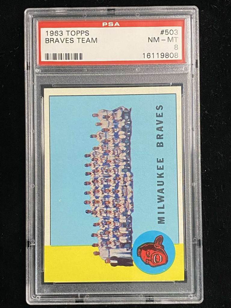 1963 Topps #503 Milwaukee Braves PSA 8 NM-Mint Team Card