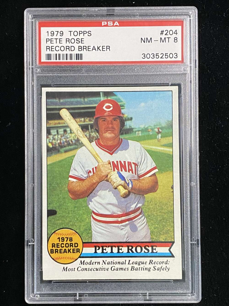 1979 Topps #204 Pete Rose Reds PSA 8 NM-Mint Record Breaker