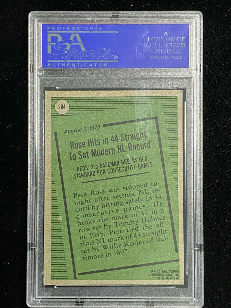 1979 Topps #204 Pete Rose Reds PSA 8 NM-Mint Record Breaker