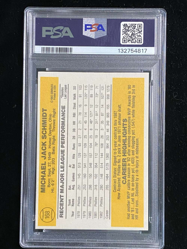 1983 Donruss #168 Mike Schmidt Phillies PSA 9 Mint