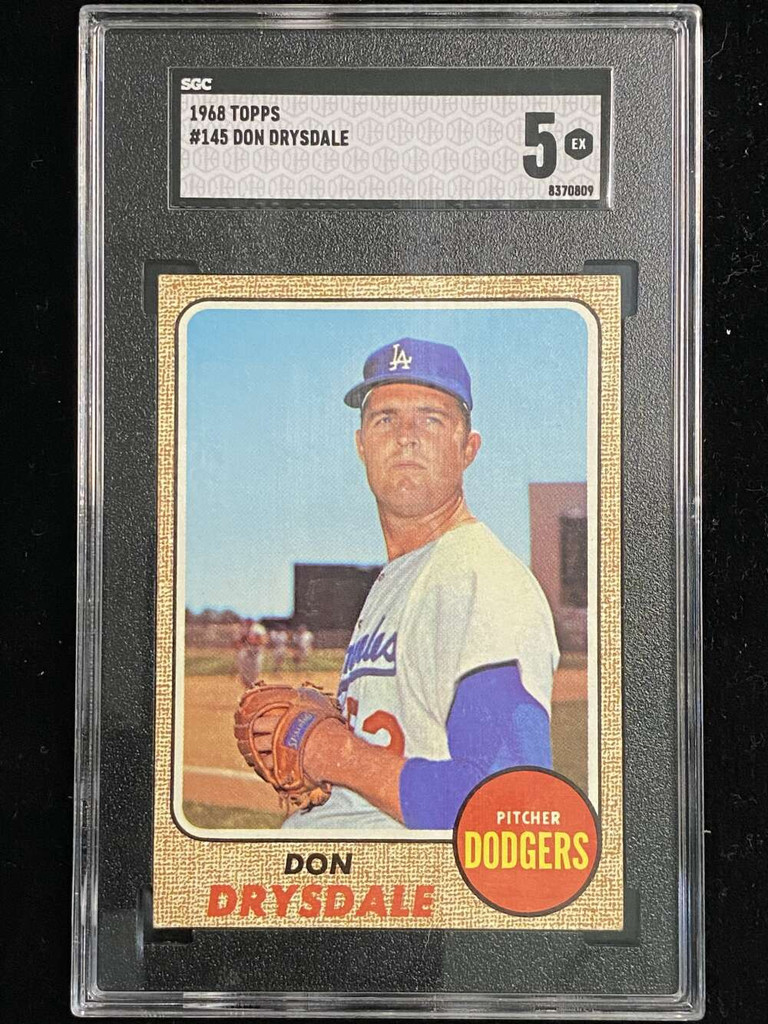 1968 Topps #145  Don Drysdale Dodgers SGC 5 EX