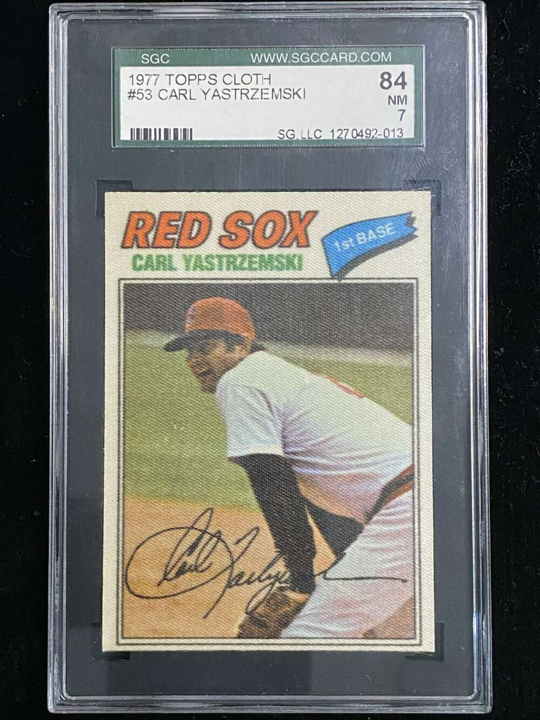 1977 Topps Cloth Stickers #53 Carl Yastrzemski Red Sox SGC 7 Near Mint