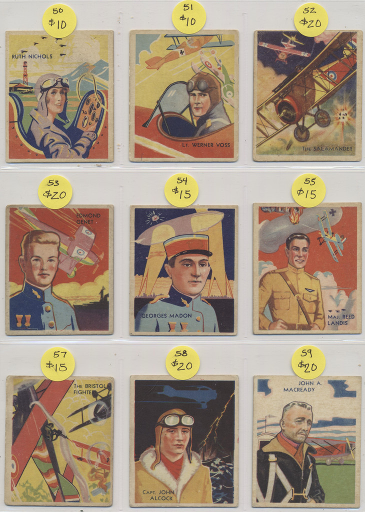 1933/34 National Chicle Co R136 SKY BIRDS  Partial Set 80/108 plus 1 duplicate  #*sksu37706