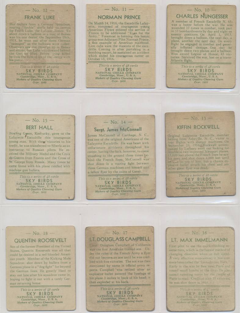 1933/34 National Chicle Co R136 SKY BIRDS  Partial Set 72/108  #*sku37707
