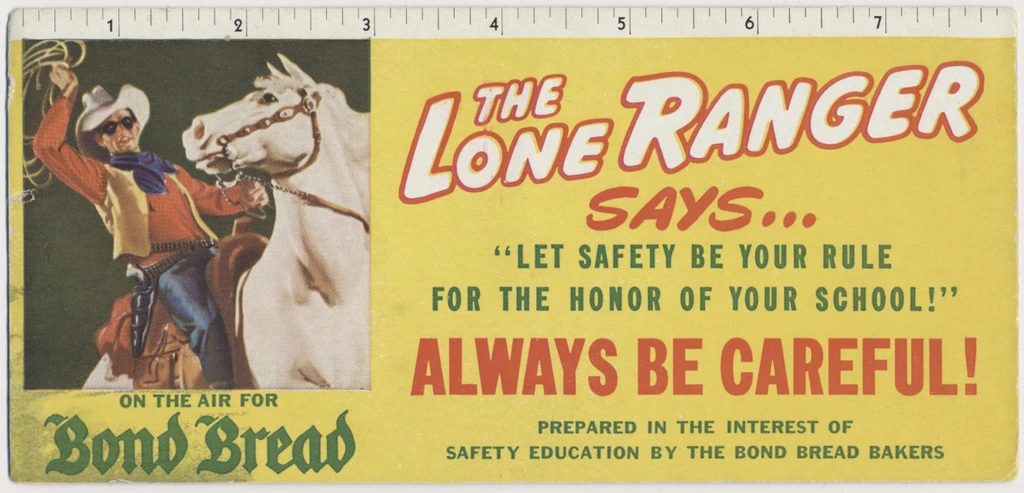 1953 Bond Bread  The Lone Ranger  Advertising Ruler/Ink Blotter  #*sku37734