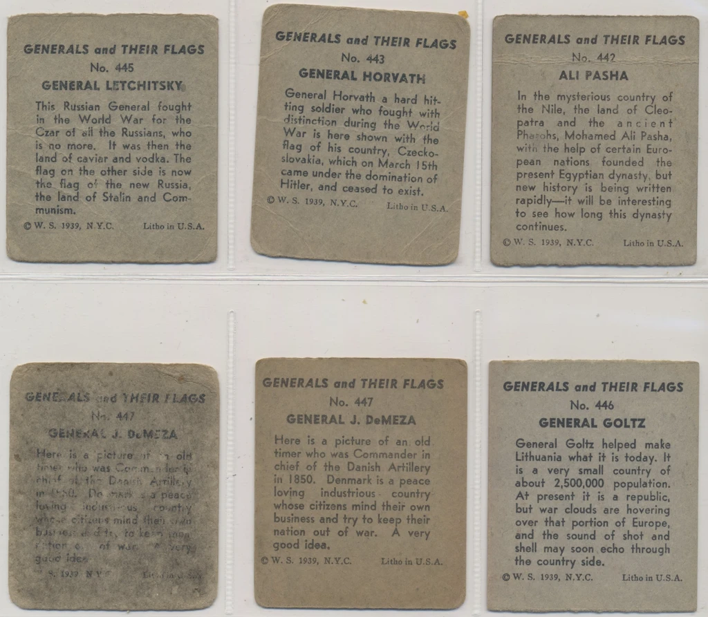 1939 W.S. R58 Generals and Their Flags  Lot of 15 (Low Grade)  #*sku37741
