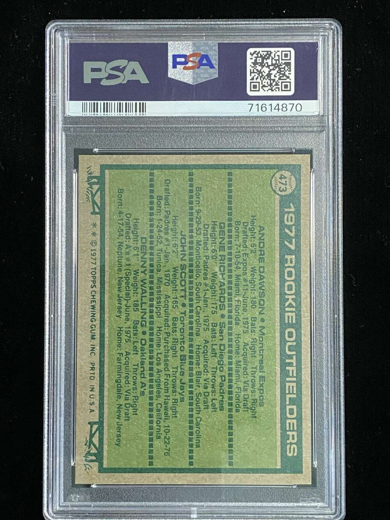 1977 Topps #473 Andre Dawson Cubs PSA 8 NM-Mint RC ID: 525622