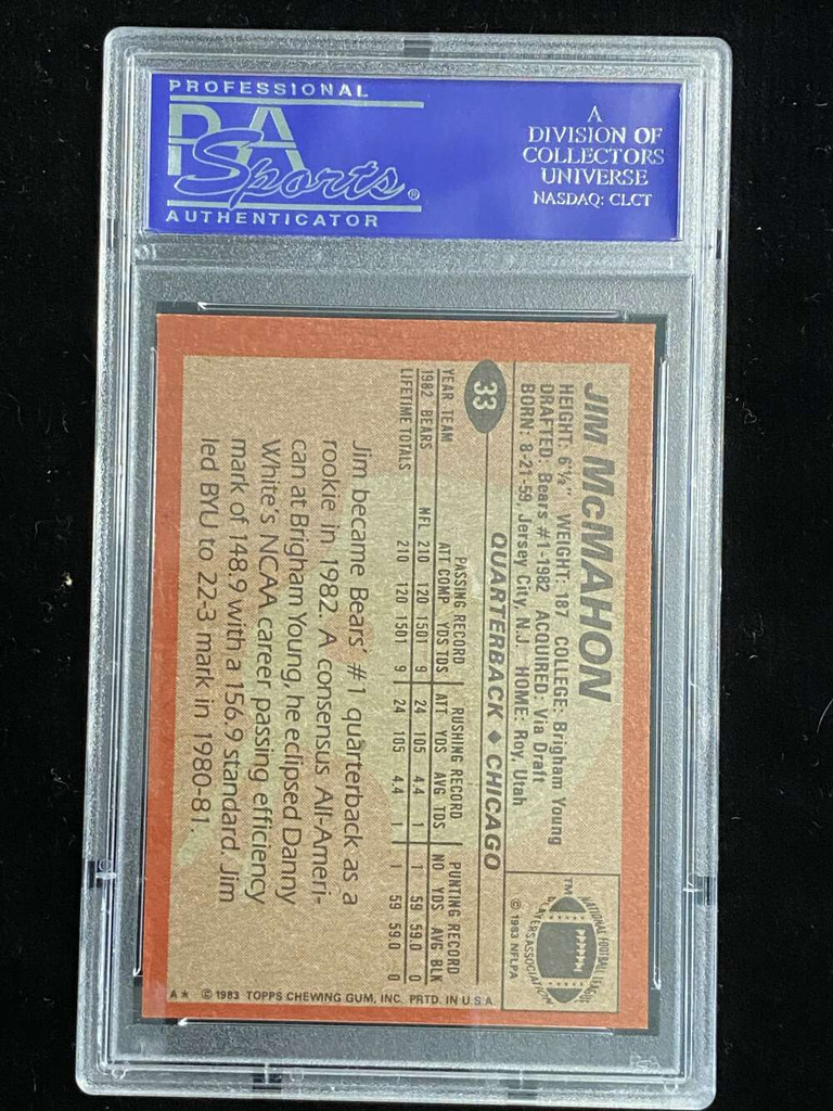 1983 Topps #33 Jim McMahon Bears PSA 7 Near Mint RC
