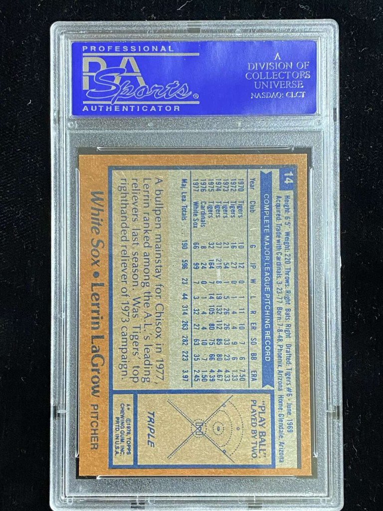 1978 Topps #14 Lerrin LaGrow White Sox PSA 8 NM-Mint